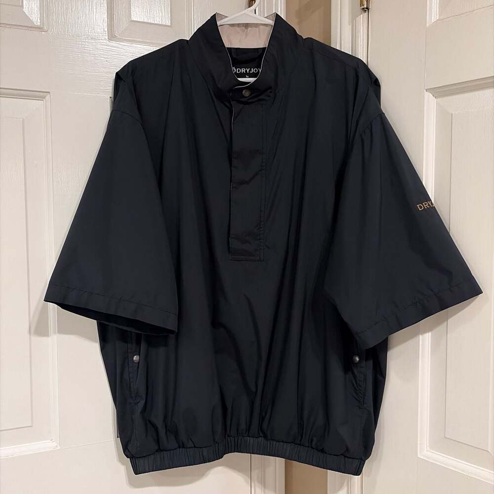 FootJoy DryJoys Men's Black Short Sleeve 1/2 Zip Windbreaker Jacket Size L
